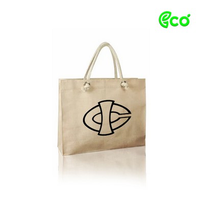 Ecofriendly Tote Bag with Jute/Cotton Blended Fabric, Large Grommets, Magnetic Snap Closure, Zippere